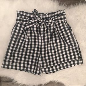 Gingham High Rise Tie Shorts